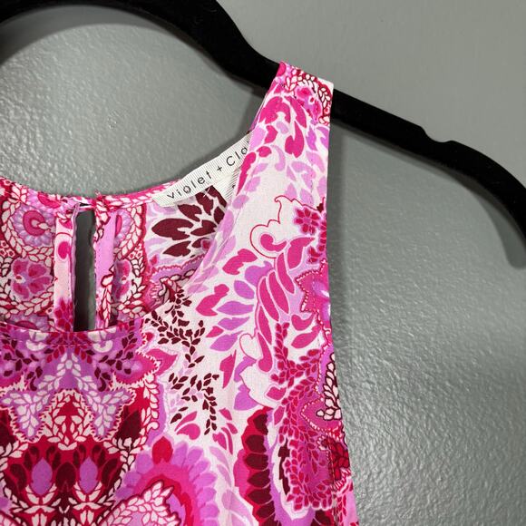 Violet + Claire Women's Bright Pink Boho Printed Tank Top - Size Small - Bold - Picture 2 of 6